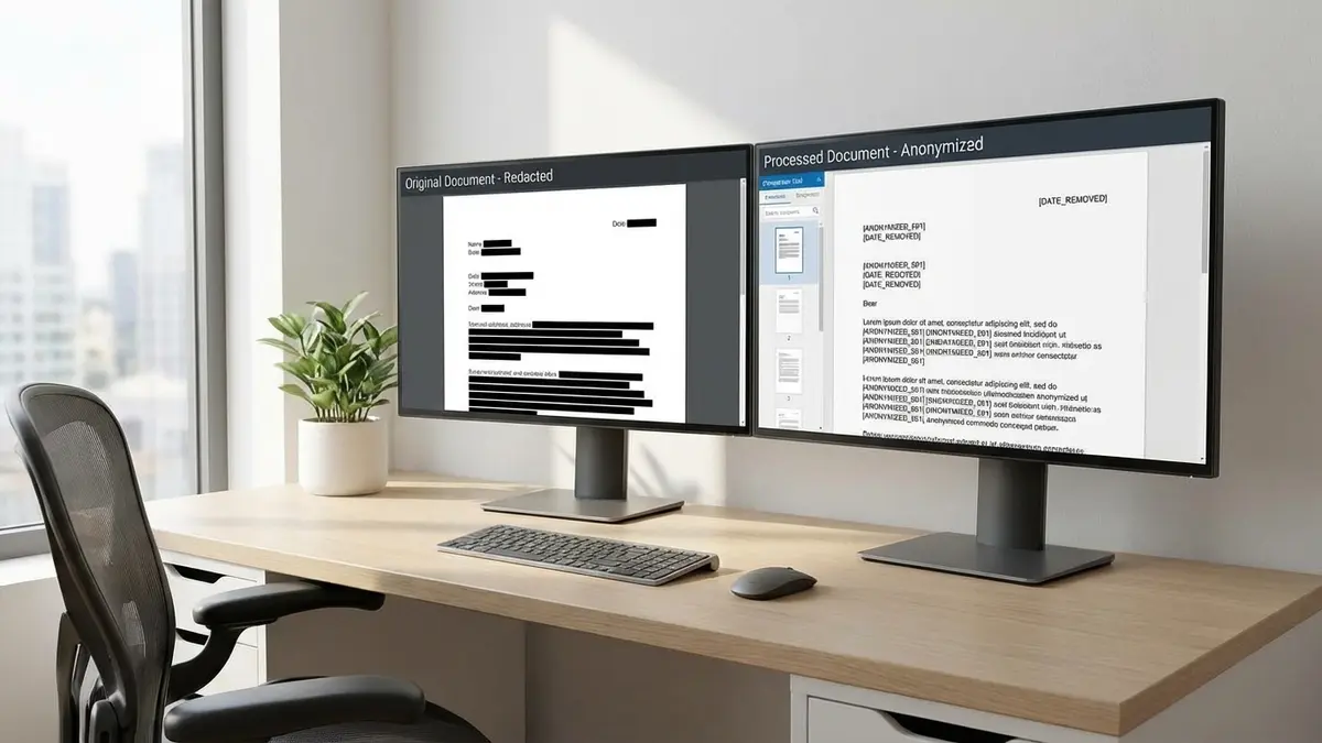 Comparativa de documentos antes y después de la anonimización automática